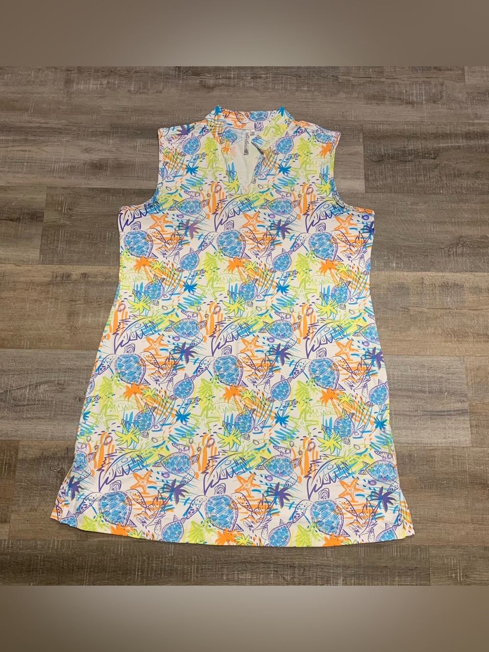 Lulu B Turtle Beach Coastal Resort Vacay V-Neck Dress Women’s XL